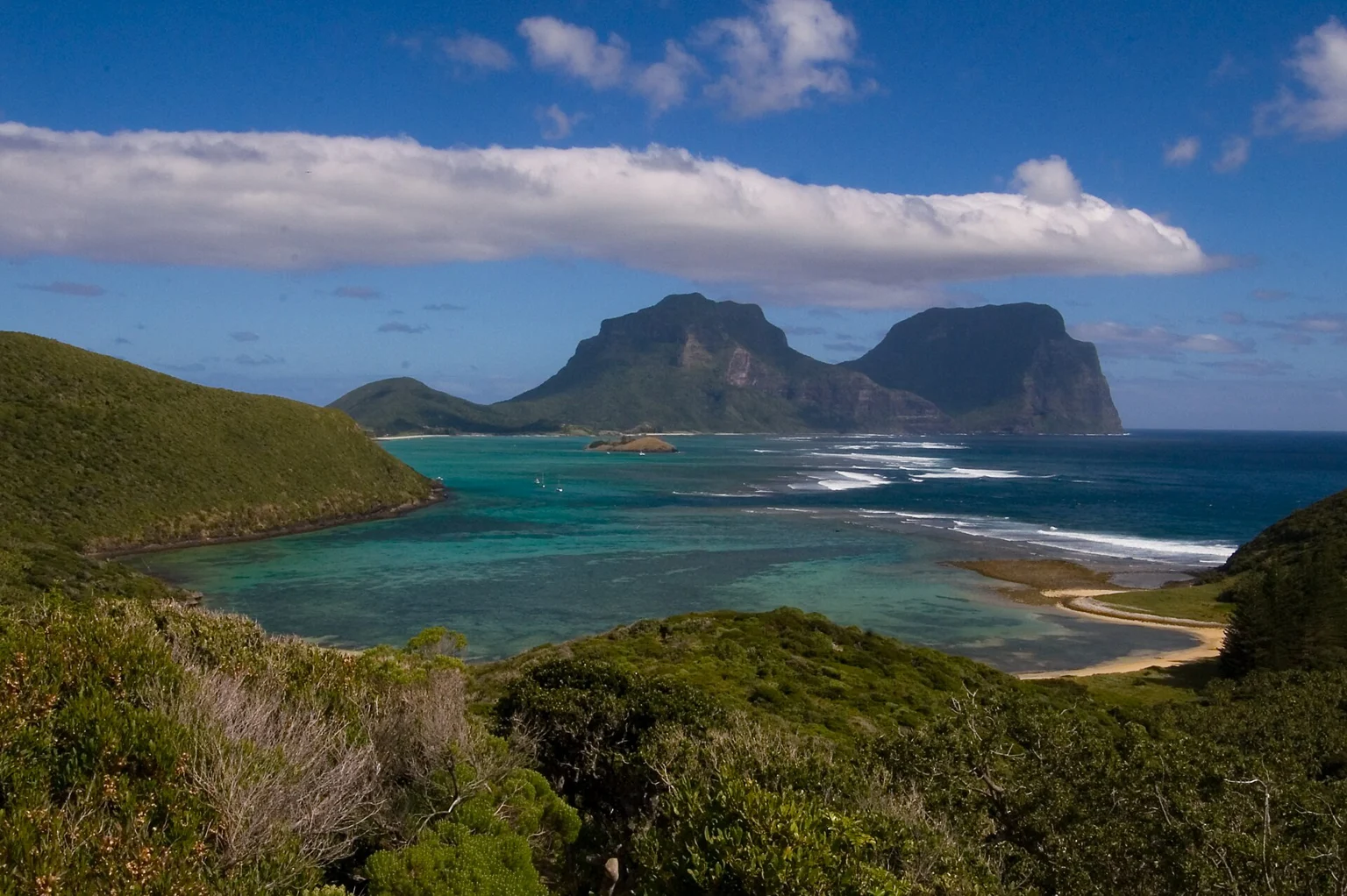 Lord Howe Island and its lagoon viewed from the north