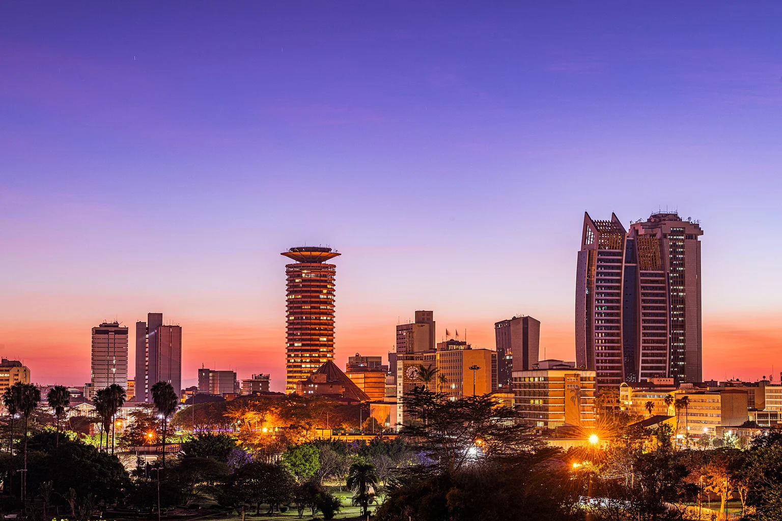 Nairobi skyline at dusk