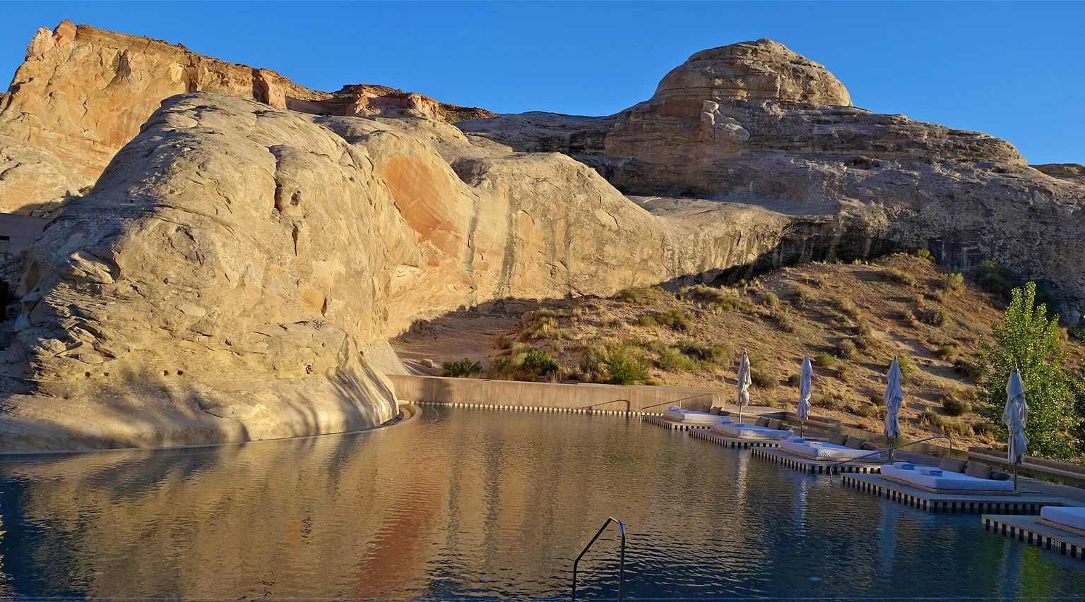 The pool and sandstone setting at Amangiri, Canyon Point, Utah